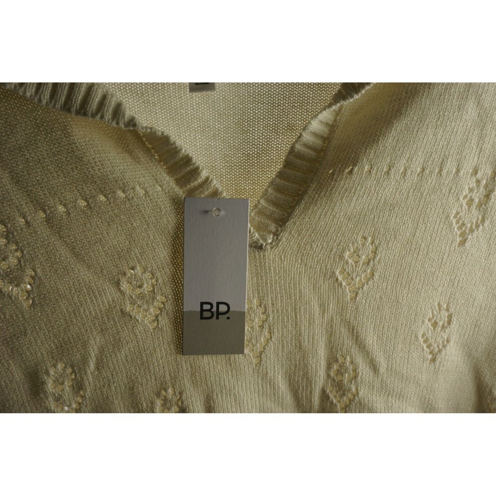 New BP Womens‎ Size L Ivory & Blue Crochet Floral Tipped Collared V-Neck Sweater - Picture 3 of 8